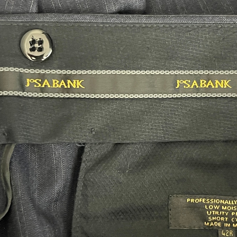 Jos A Bank 2-Piece Suit 42R 36x29 100% Wool Navy Blue Pin Striped Jacket  Pants - Picture 12 of 16